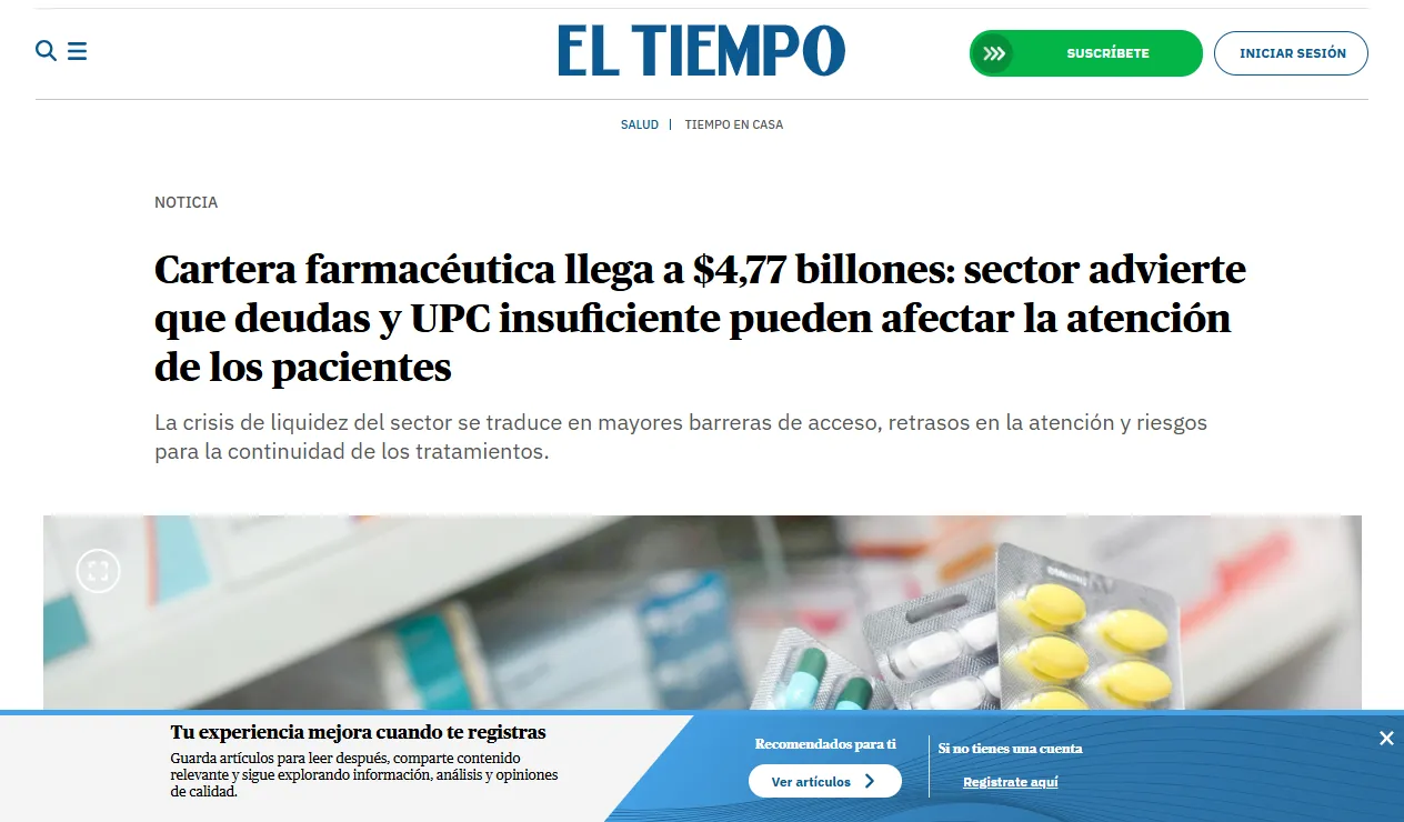 Cartera farmacéutica llega a $4,75 billones al cierre de 2025