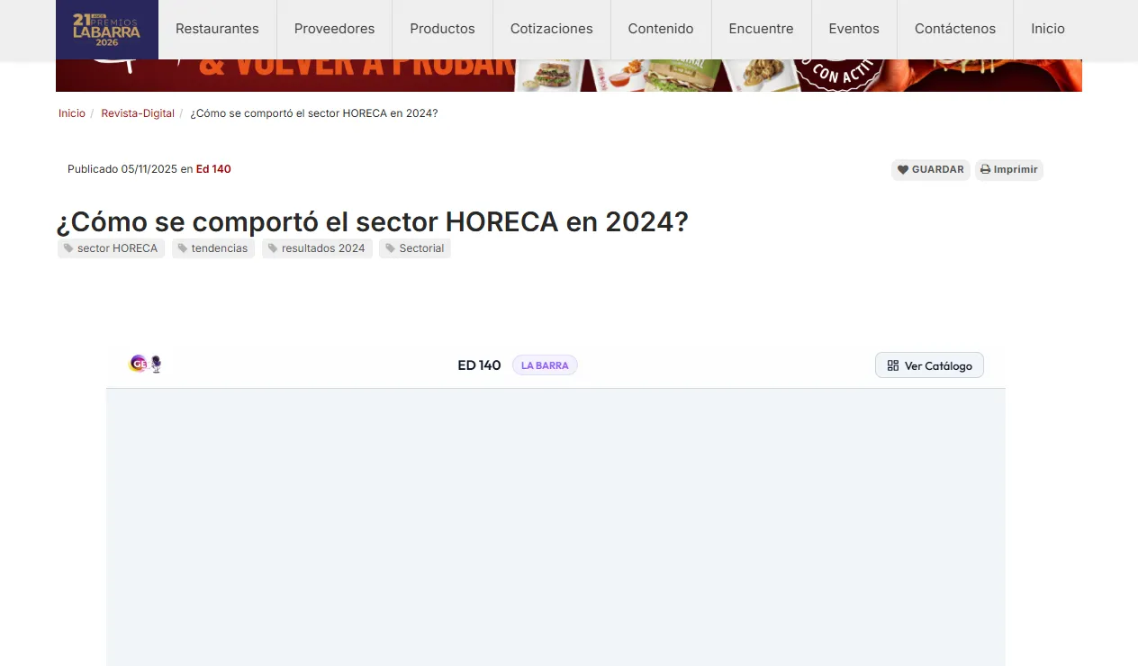 ¿Cómo se comportó el sector HORECA en 2024? Radiografía de 328 empresas